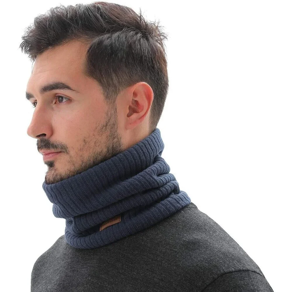 Men's Navy 1 Winter Ski Neck Gaiter Face Scarf Fleece Lined Windproof Scarves